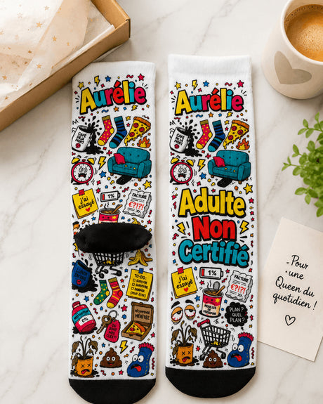 Chaussettes personnalisées "Adulte Non Certifié" – prénom sur mesure Sublimation Store