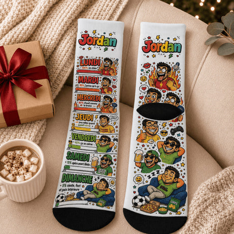 Chaussettes personnalisées "Humeur de la Semaine" Homme – prénom sur mesure Sublimation Store