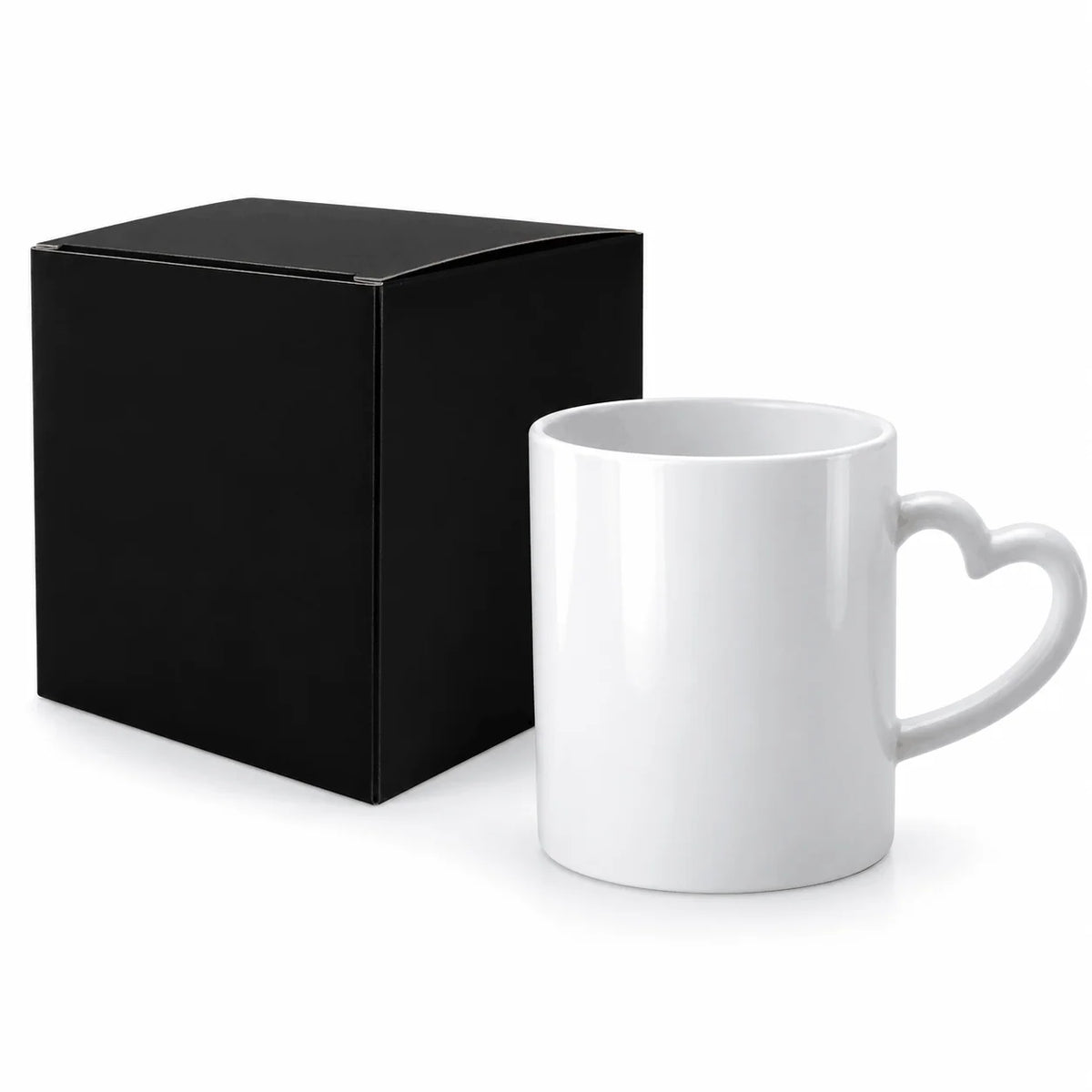 Coffret cadeau noir et mug cœur