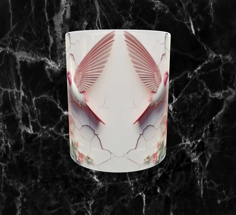 🌸 Mug Sublimation Colibri – Design Rose & Fleurs Raffinées