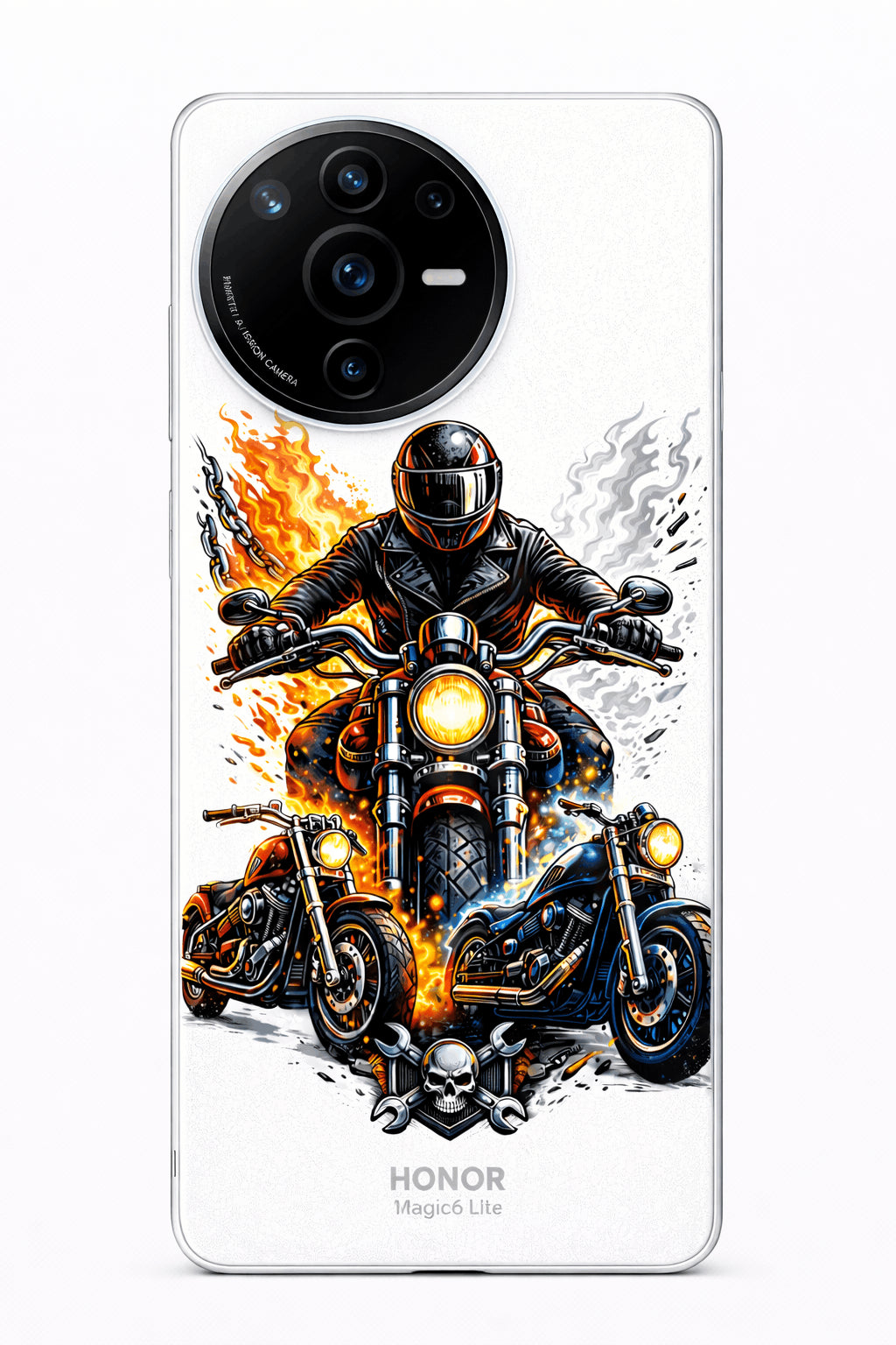 coque telephone motard biker motos flammes honor
