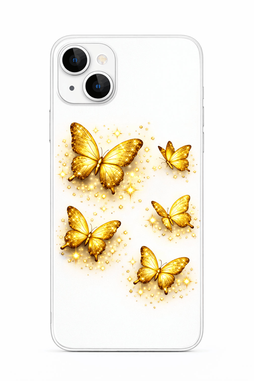 coque telephone papillons dores eclat lumineux iphone