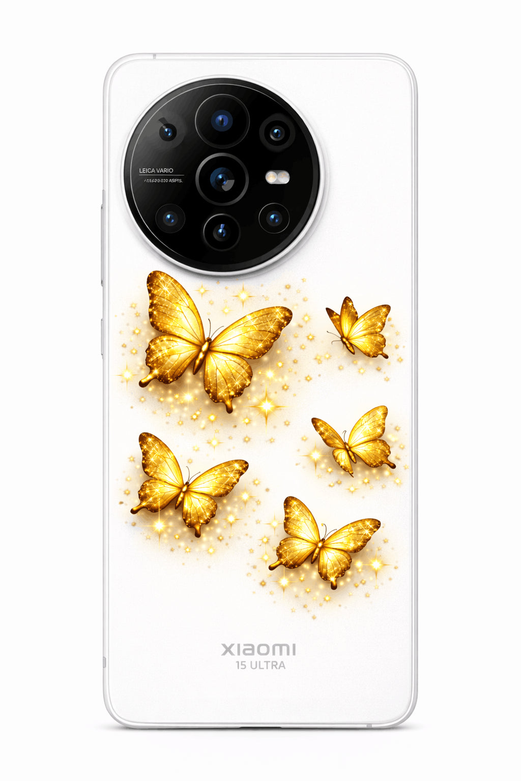 coque telephone papillons dores eclat lumineux xiaomi