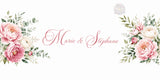 Design distributeur de savon personnalisé décor floral – prénoms couple en calligraphie, pivoines aquarelle