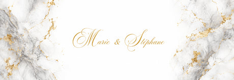 Design distributeur de savon personnalisé décor marbre et or – prénoms couple en calligraphie dorée