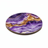 Dessous de Verre Rond Bois & Liège – Agate Violet & Or (9 cm) – Sublimation Premium Sublimation Store