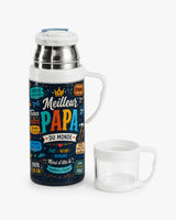 Gourde isotherme Meilleur Papa du Monde avec tasse bouchon détachée, fond blanc