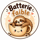 grip coque téléphone batterie faible paresseux kawaii tasse café sublimation