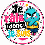 grip coque téléphone je râle donc je suis monstre cartoon bleu humoristique sublimation