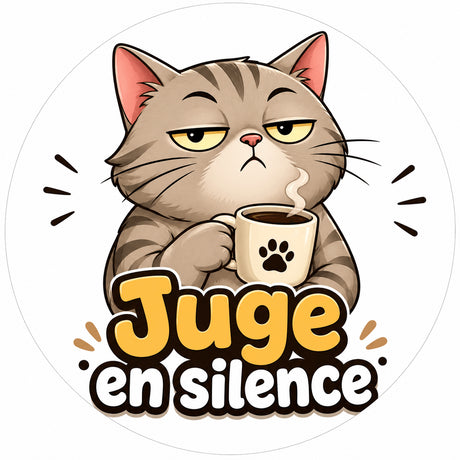 grip coque téléphone juge en silence chat gris tabby blasé café cartoon sublimation