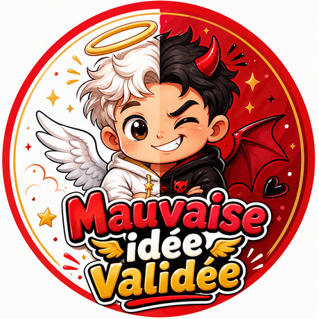 grip coque téléphone mauvaise idée validée ange démon cartoon rouge blanc sublimation