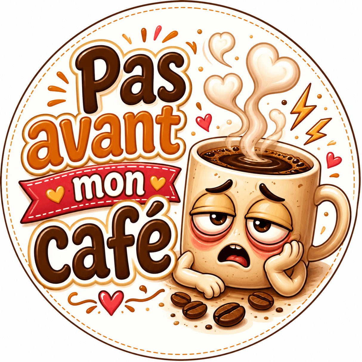grip coque téléphone pas avant mon café design tasse cartoon humoristique sublimation