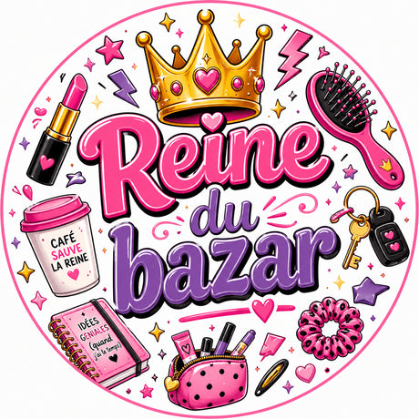 grip coque téléphone reine du bazar design girly rose violet couronne dorée sublimation