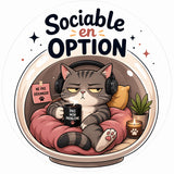 grip coque téléphone sociable en option chat gris grognon introverti cosy cartoon sublimation