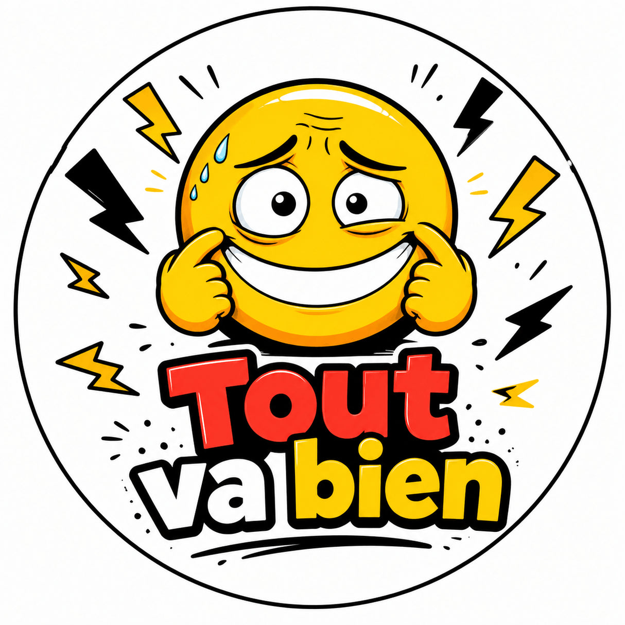 grip coque téléphone tout va bien emoji sourire forcé cartoon humoristique sublimation