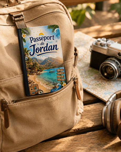 Housse de Passeport Personnalisée – Évasion Tropicale & Aventure – Prénom Inclus Sublimation Store