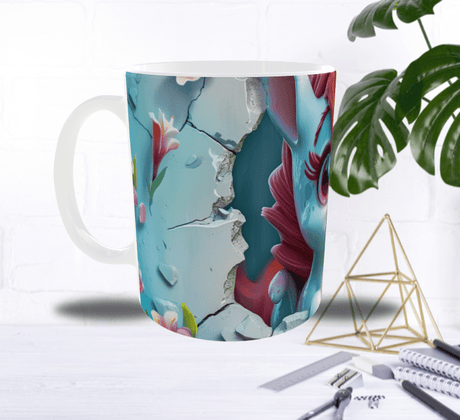Mug Licorne Joyeuse 3D – Licorne Colorée Traversant un Mur Éclaté