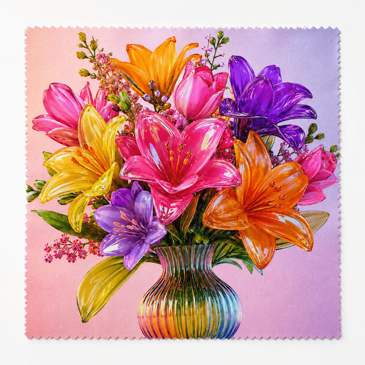 vase.webpLingette lunette bouquet de lys multicolore avec vase en verre coloré