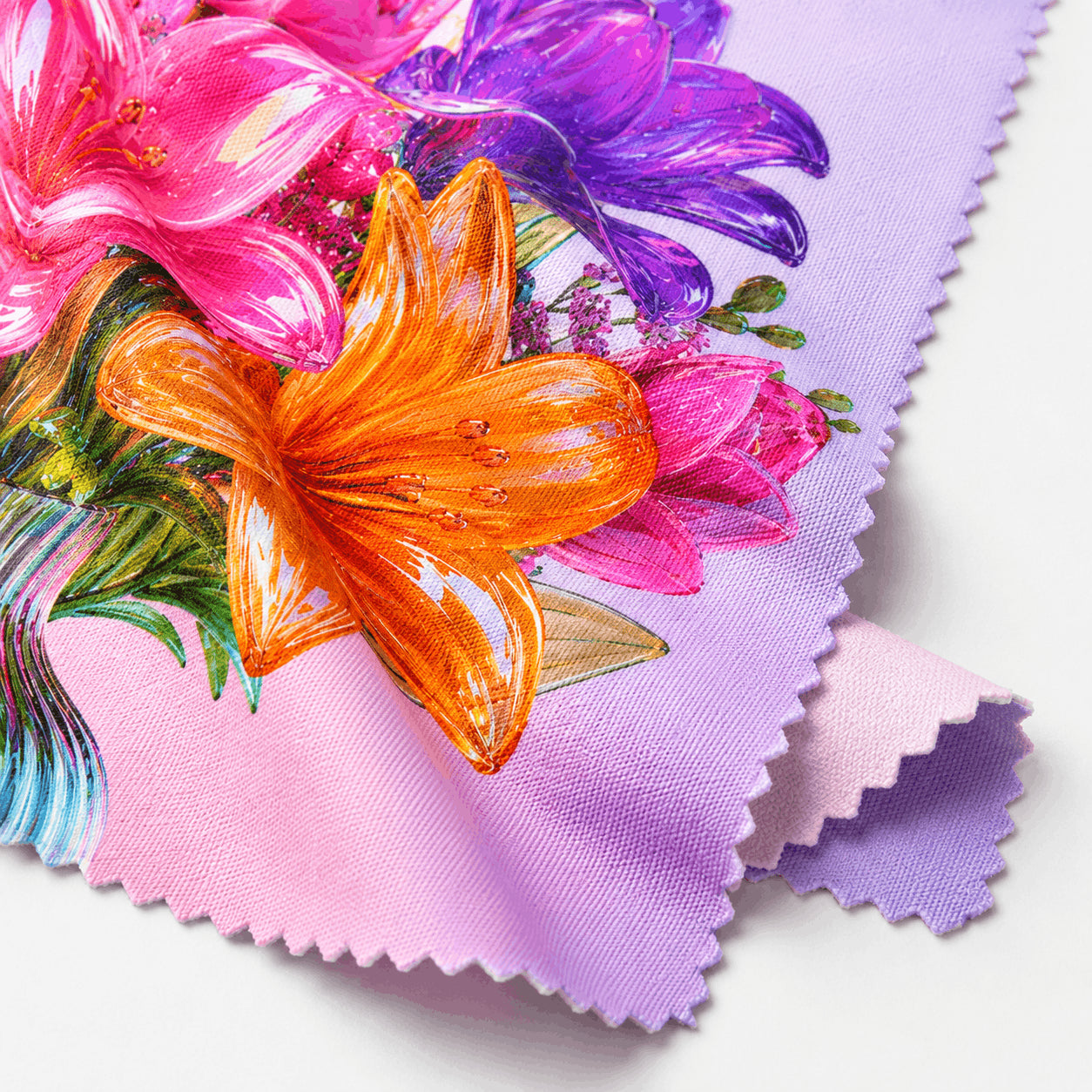 Gros plan microfibre lingette lunette bouquet de lys multicolore
