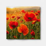 Lingette champ de coquelicots rouges au coucher de soleil