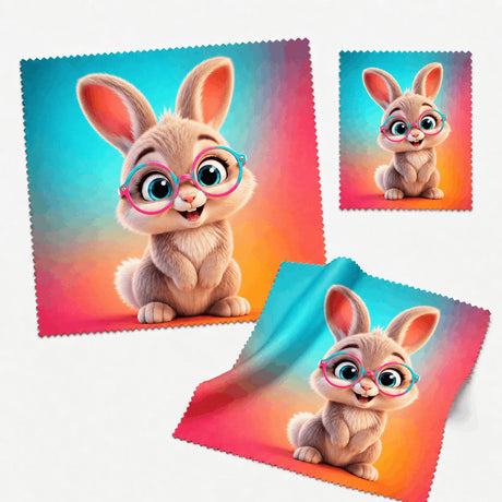 Lingette microfibre lapin à lunettes, plusieurs angles et tailles