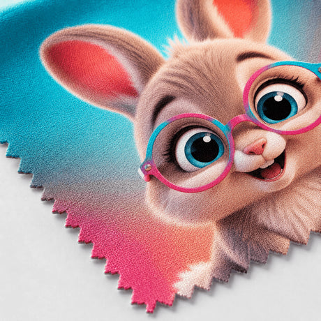 Zoom impression haute définition lingette lapin microfibre