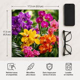 Lingette orchidées 17,5x17,5cm microfibre douce lavable en machine