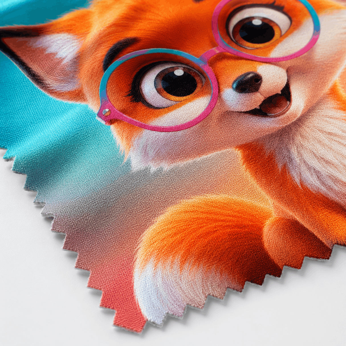 Zoom impression haute définition lingette renard à lunettes microfibre