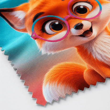Zoom impression haute définition lingette renard à lunettes microfibre