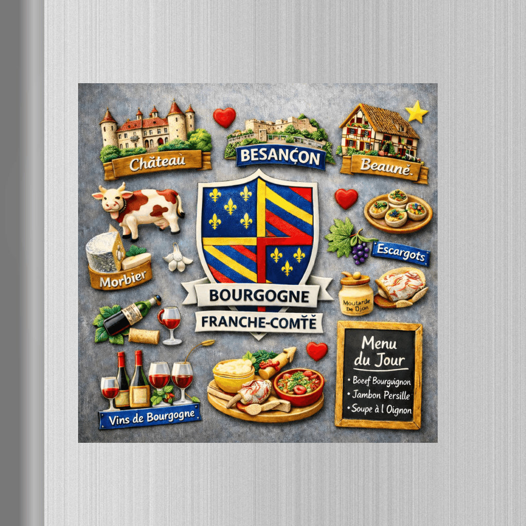 Magnet Bourgogne Franche-Comté – Décoration Réfrigérateur Région 6 x 6 cm Sublimation Store