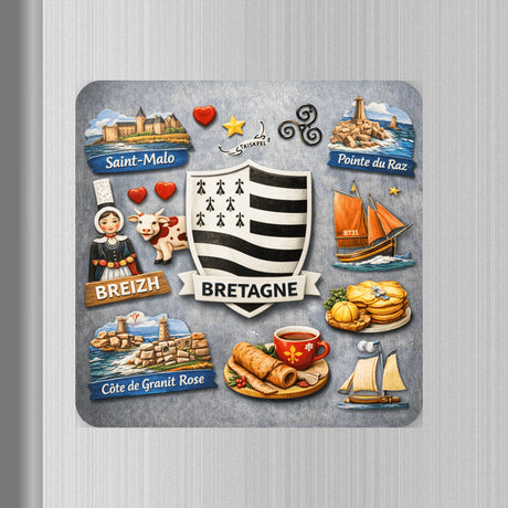 magnet bretagne sur refrigerateur region bretonne 6x6 cm