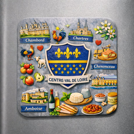 magnet centre val de loire sur refrigerateur chateaux 6x6 cm