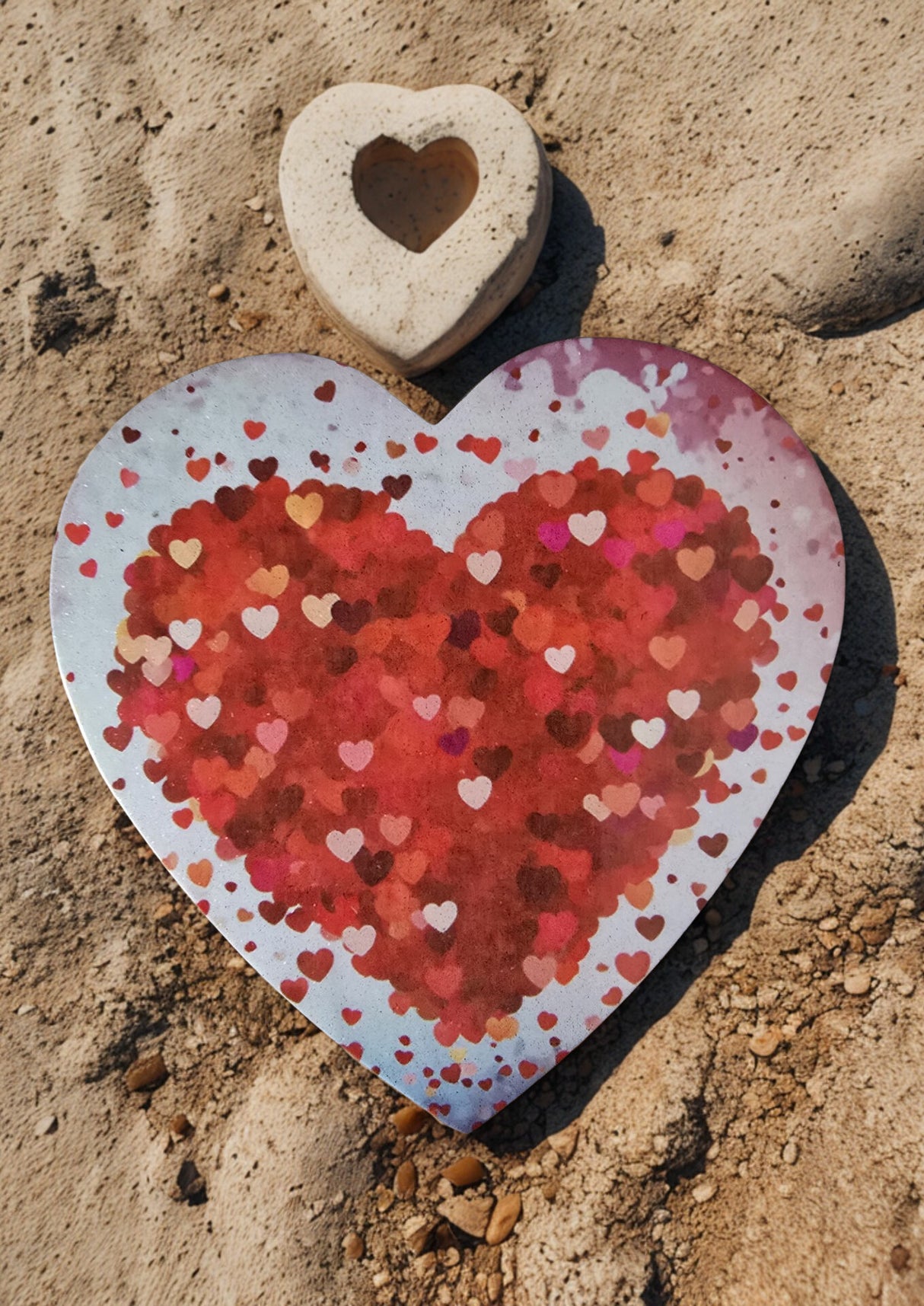 Magnet Cœur Aquarelle & Confettis – Spécial Saint-Valentin (6,5 cm)