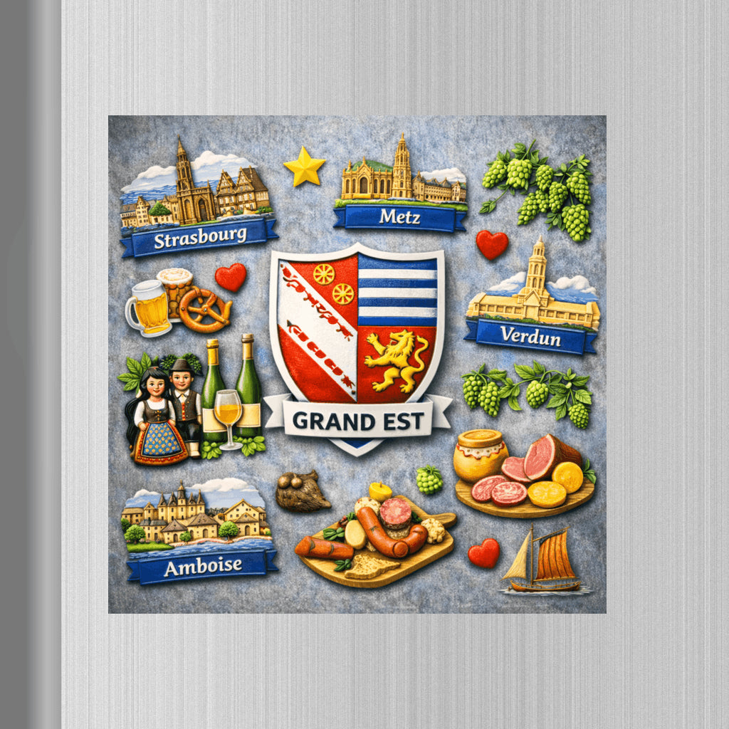 Magnet Grand Est – Décoration Réfrigérateur Région France 6 x 6 cm Sublimation Store