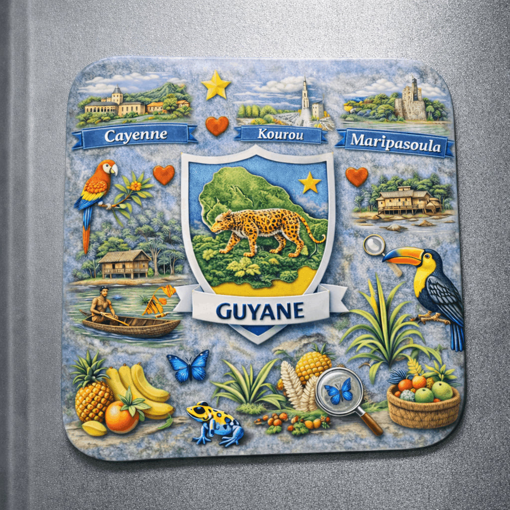 magnet guyane sur refrigerateur region amazonienne 6x6 cm