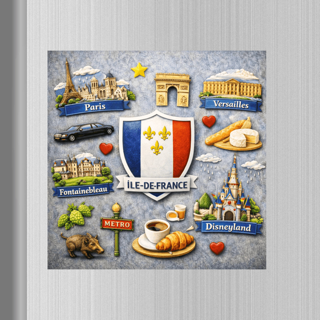 magnet ile de france paris sur refrigerateur 6x6 cm