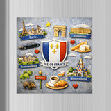 magnet ile de france paris sur refrigerateur 6x6 cm