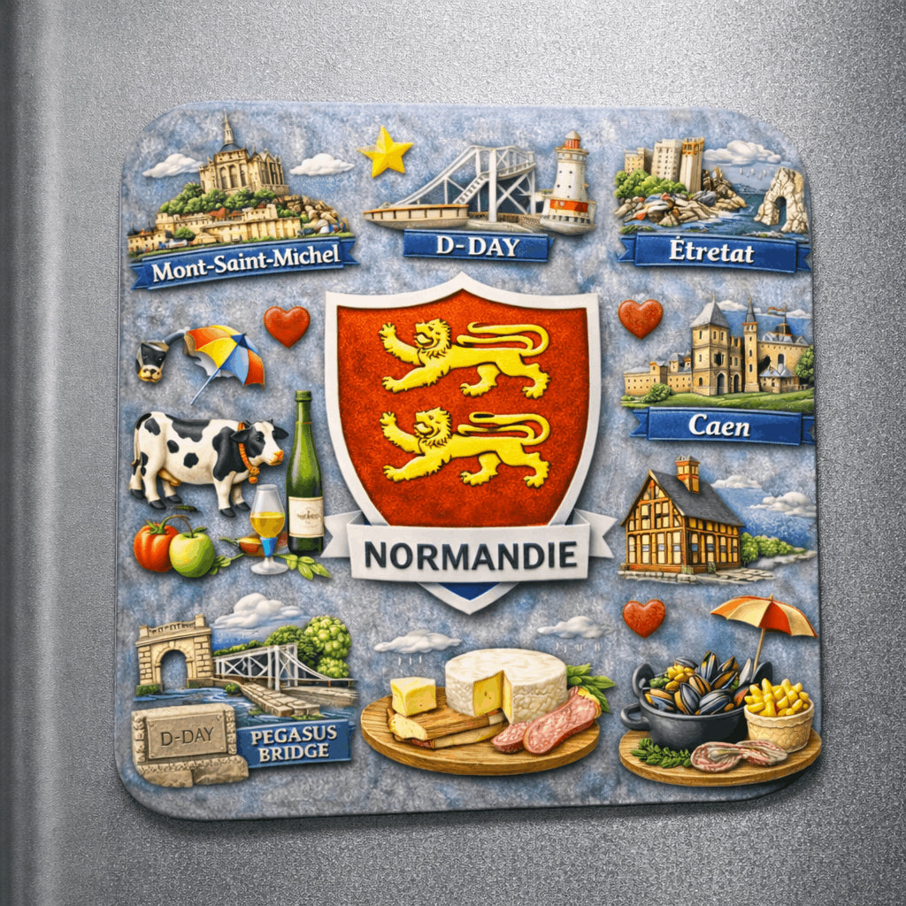 magnet normandie sur refrigerateur region nord ouest 6x6 cm