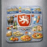 magnet nouvelle aquitaine sur refrigerateur region sud ouest 6x6 cm