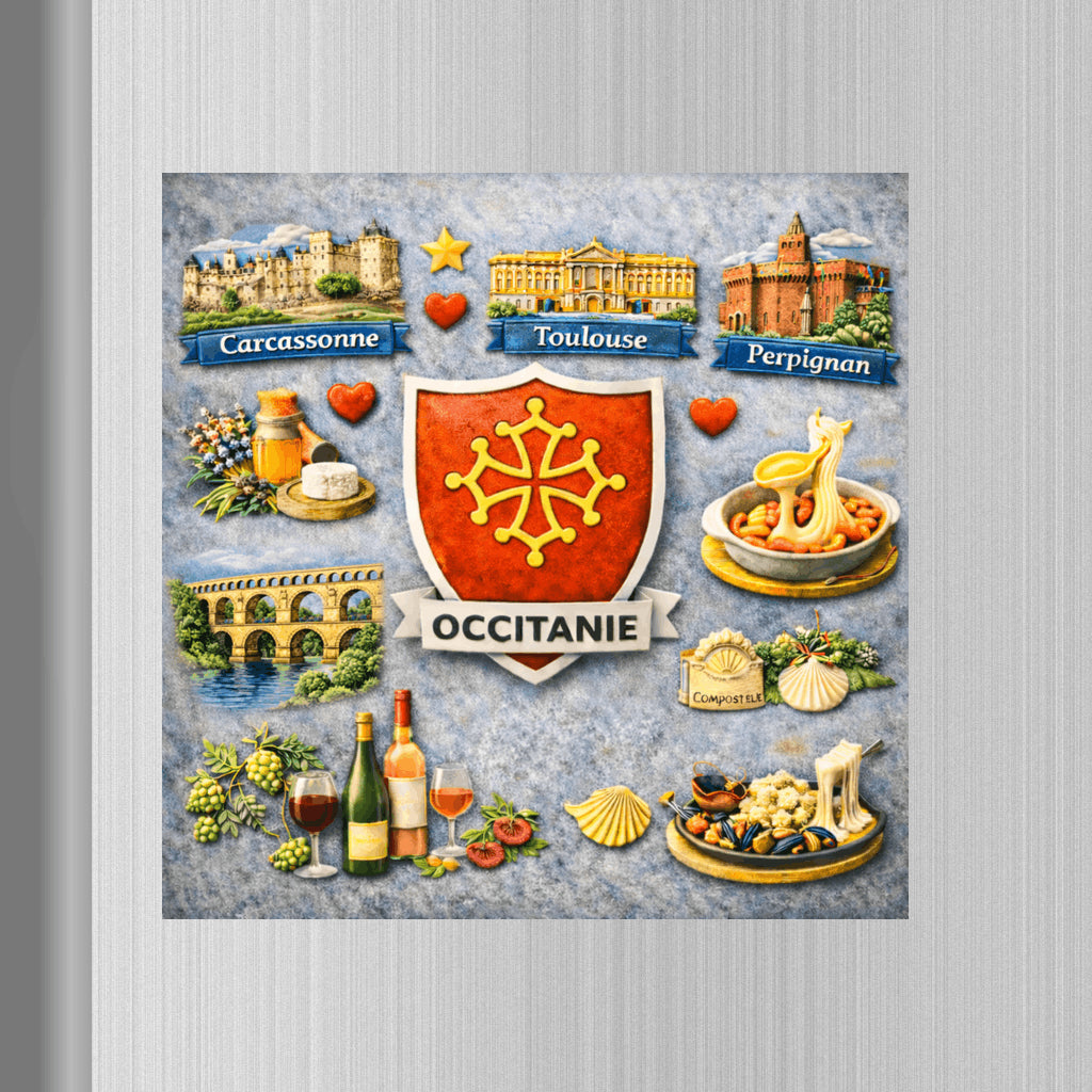 Magnet Occitanie – Décoration Réfrigérateur Région Sud 6 x 6 cm Sublimation Store