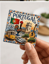 Magnet Portugal 6 cm tenu en main, finition brillante