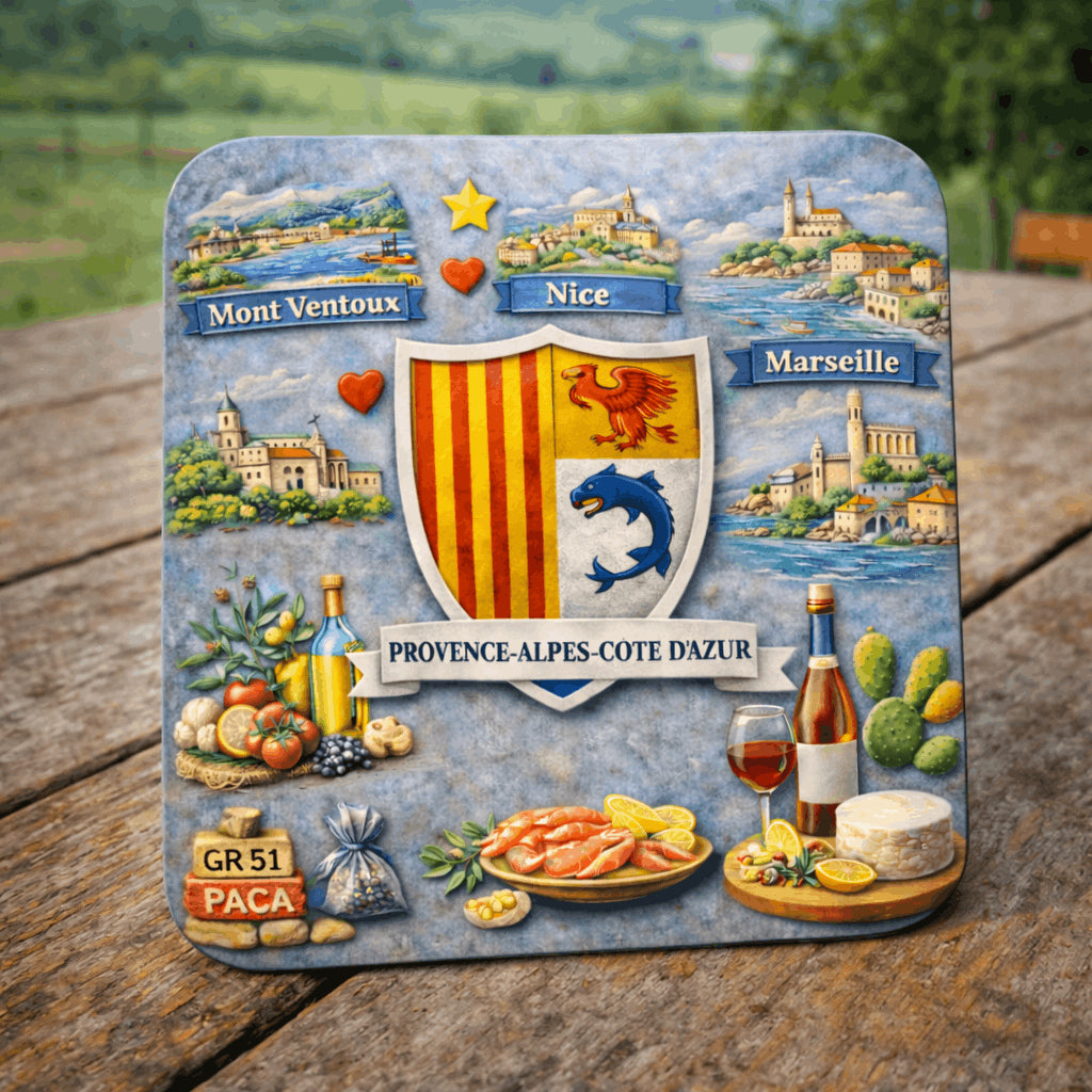 magnet provence alpes cote dazur pose sur table paca 6x6 cm