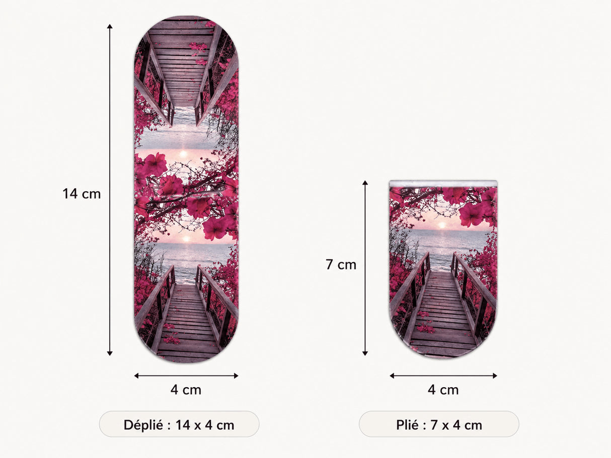 Dimensions du marque-page magnetique 14 x 4 cm deplie et 7 x 4 cm plie