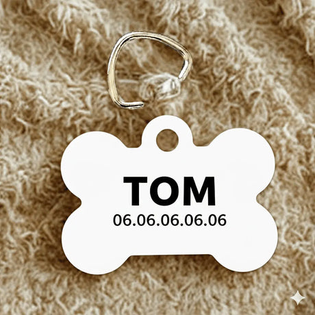 Médaille Chien Personnalisée en Aluminium - Forme d'Os (3 Couleurs au choix) Sublimation Store