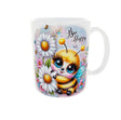 mug abeille kawaii bee happy marguerites vue anse droite