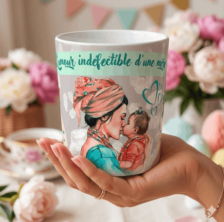 mug cadeau maman tenu en main amour maternel tasse emotion