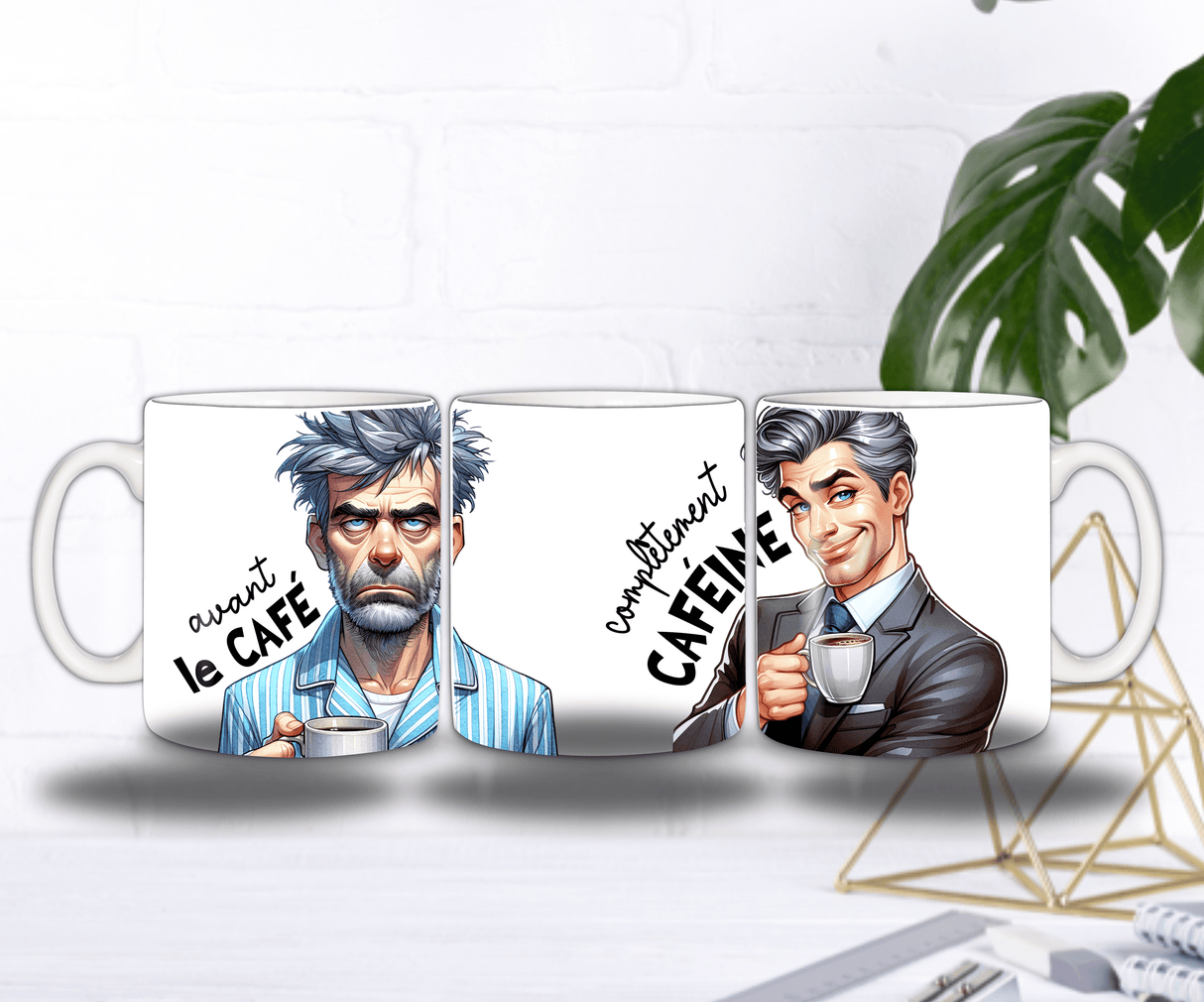 Mug “Avant / Après Café” – Homme 40/50 ans – Recto/Verso