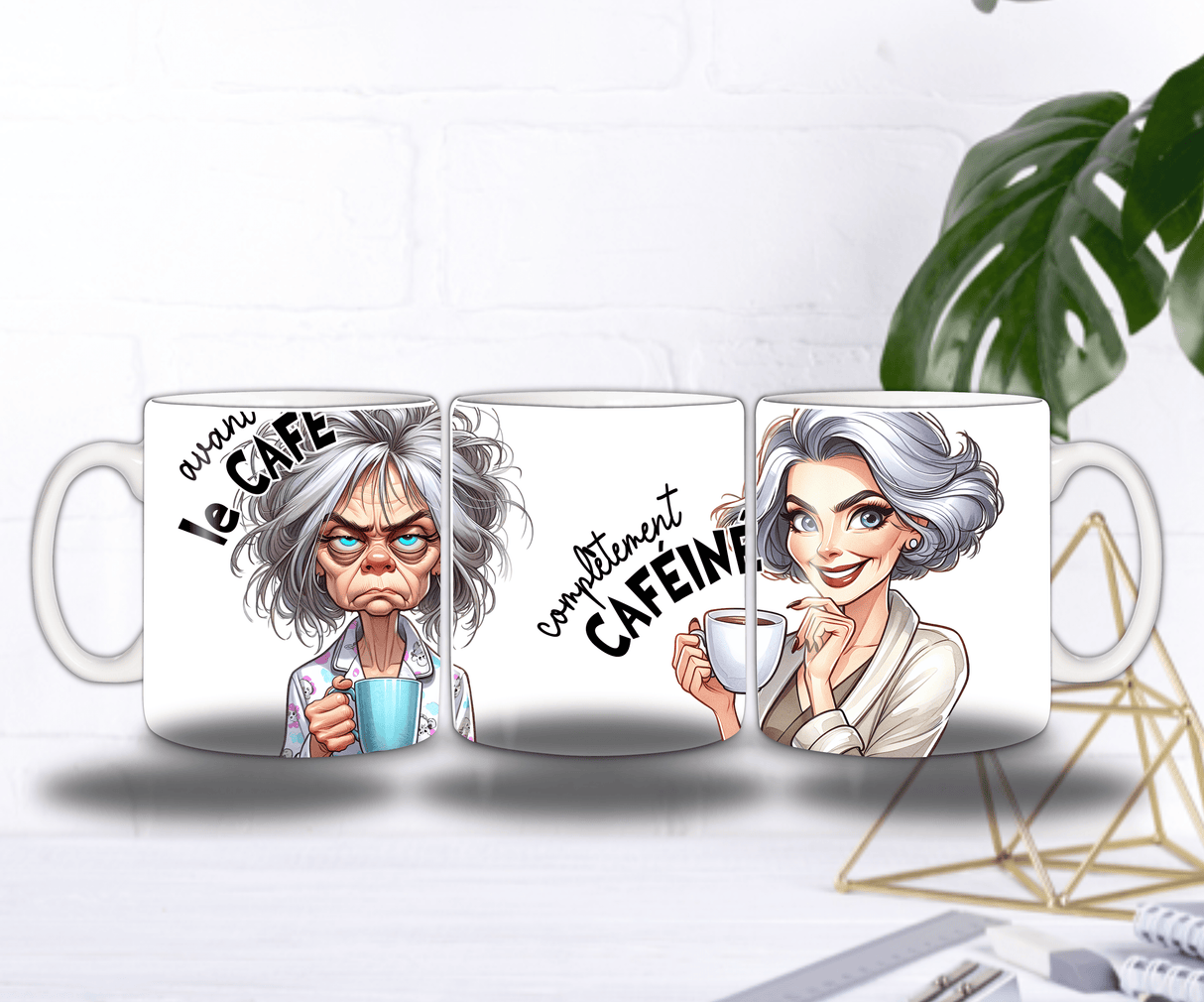 Mug “Avant / Après Café” – Femme 40/50 ans – Recto/Verso