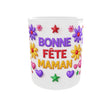 mug bonne fete maman couleurs vives fleurs coeurs vue face