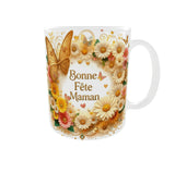 mug bonne fete maman floral tasse cadeau vue anse droite
